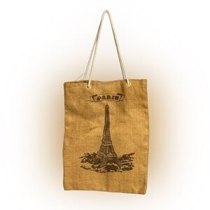 Unbranded Paris burlap rope handle tote size small/med see pics. 2 side graphic